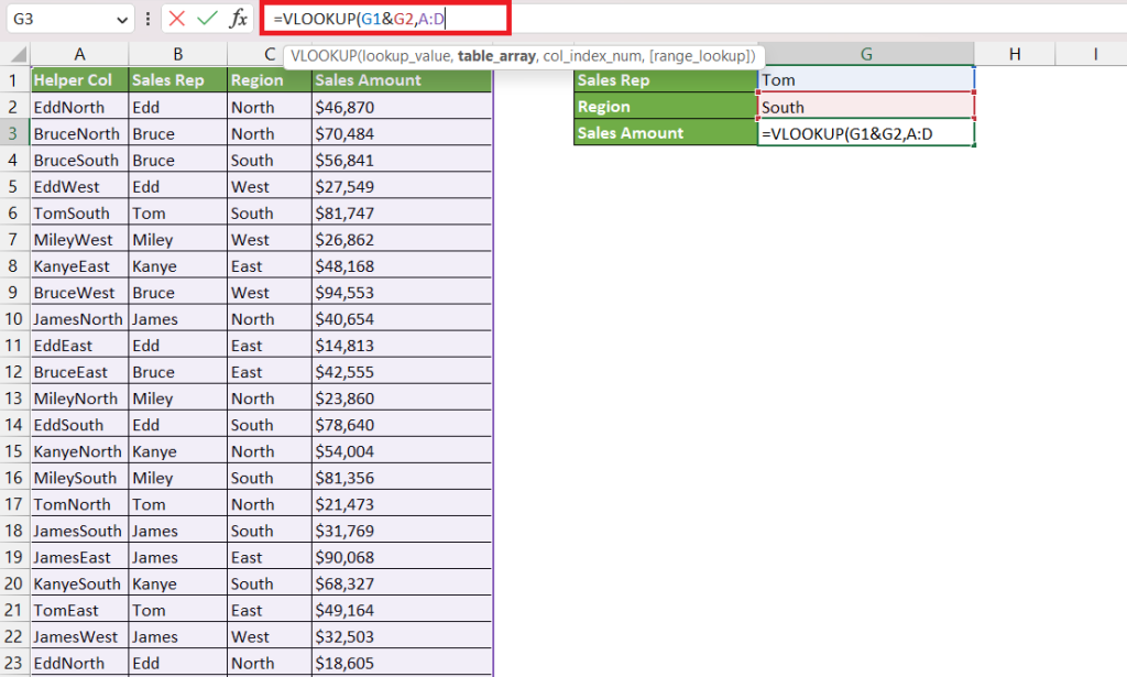 Mastering VLOOKUP With Multiple Criteria In Excel 3 Quick And Easy   Screenshot 315 1024x615 