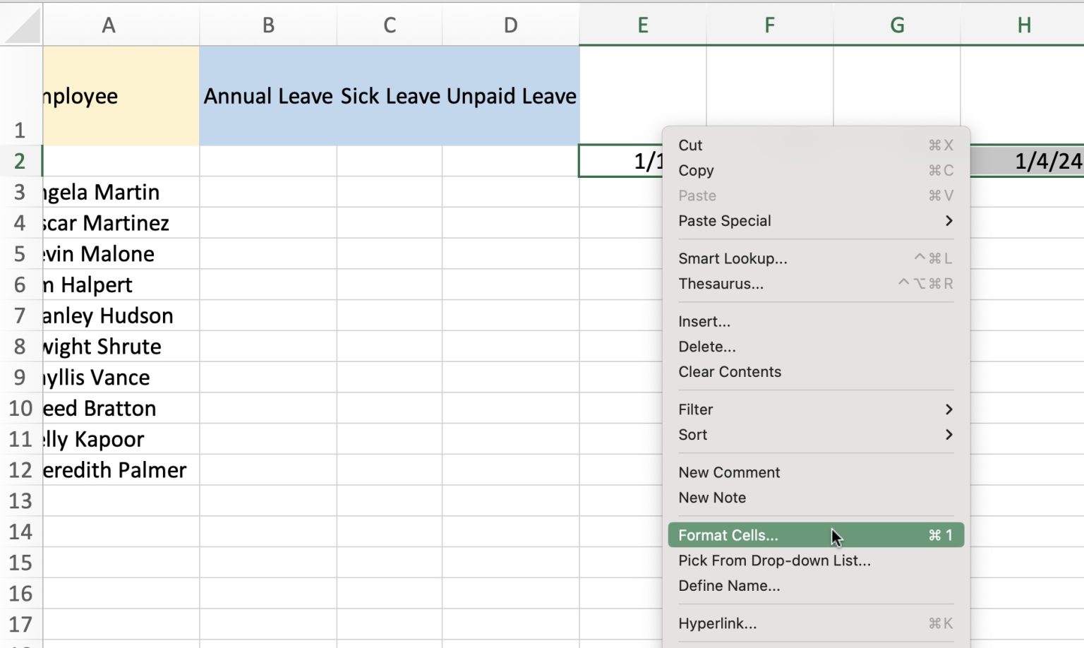 How To Create A Yearly Leave Record For Employees In Excel - The Easy ...