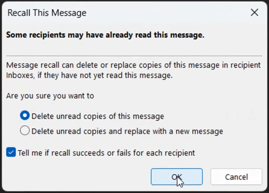 4 Best Ways on How to Recall Email Message in Outlook | MyExcelOnline