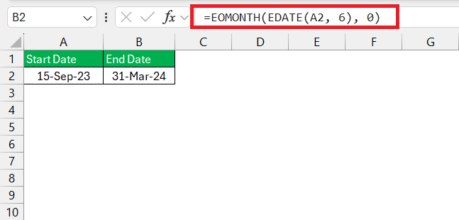 EDATE formula in Excel