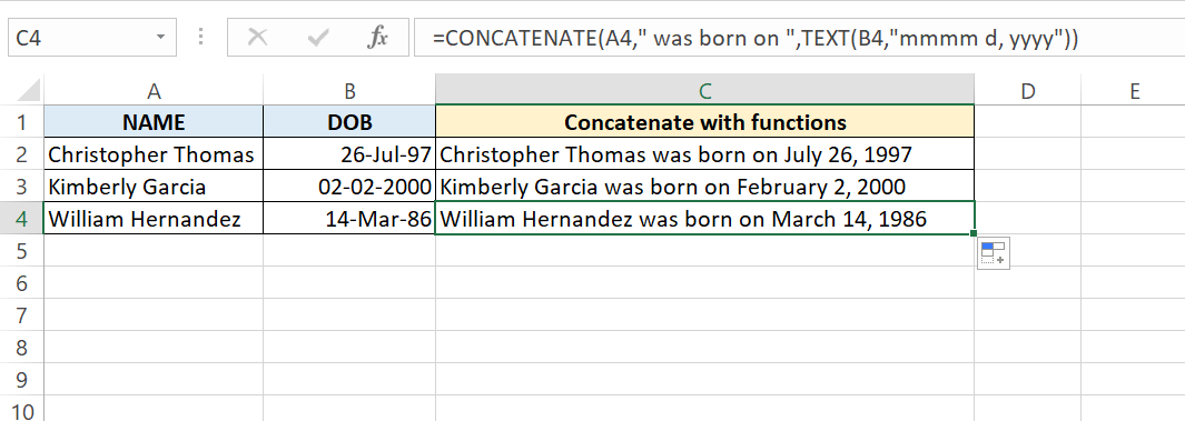 Concatenate Cells