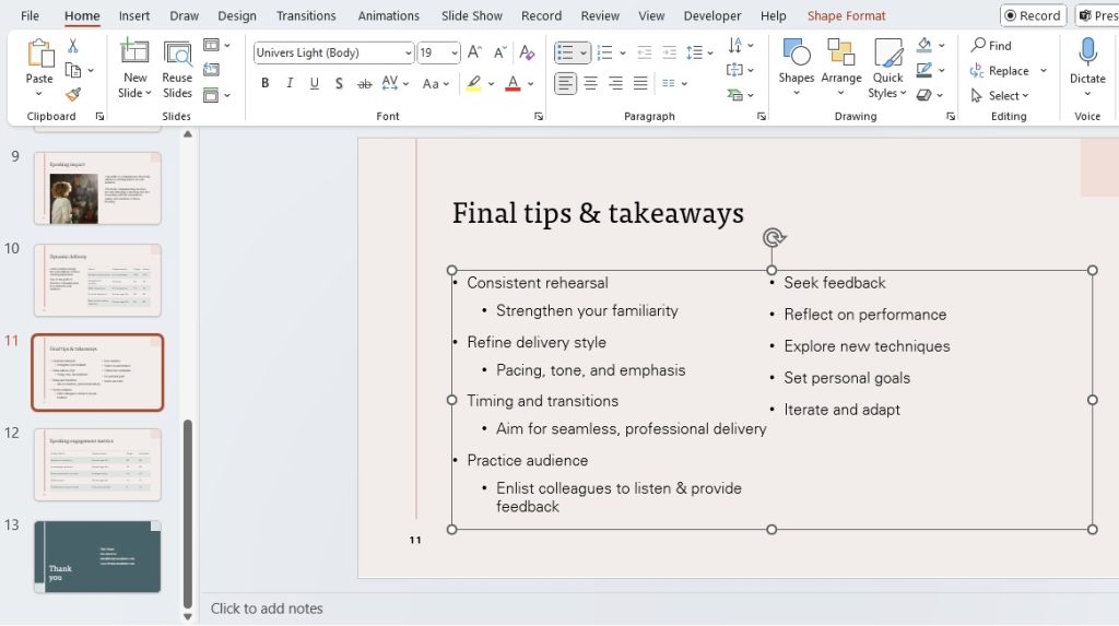 Add Columns in PowerPoint Slides