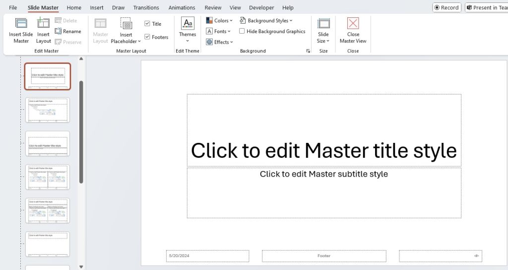 PowerPoint slide master