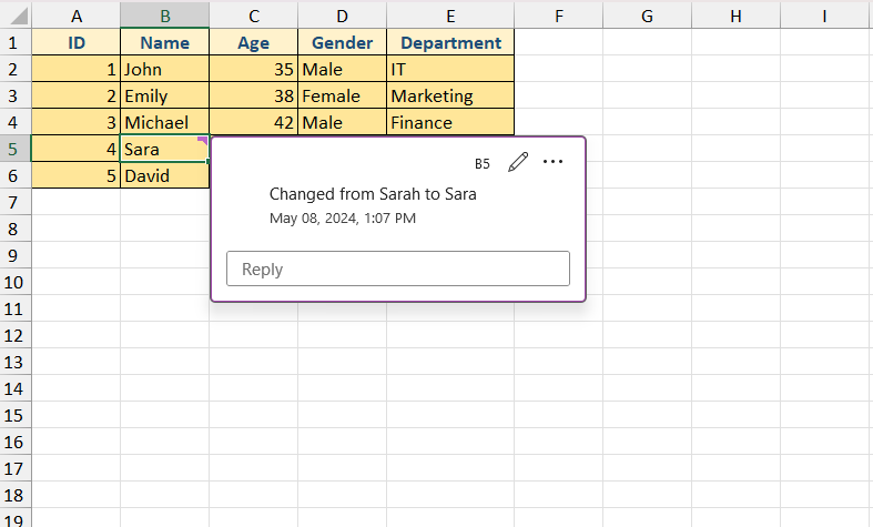 Track Changes in Excel