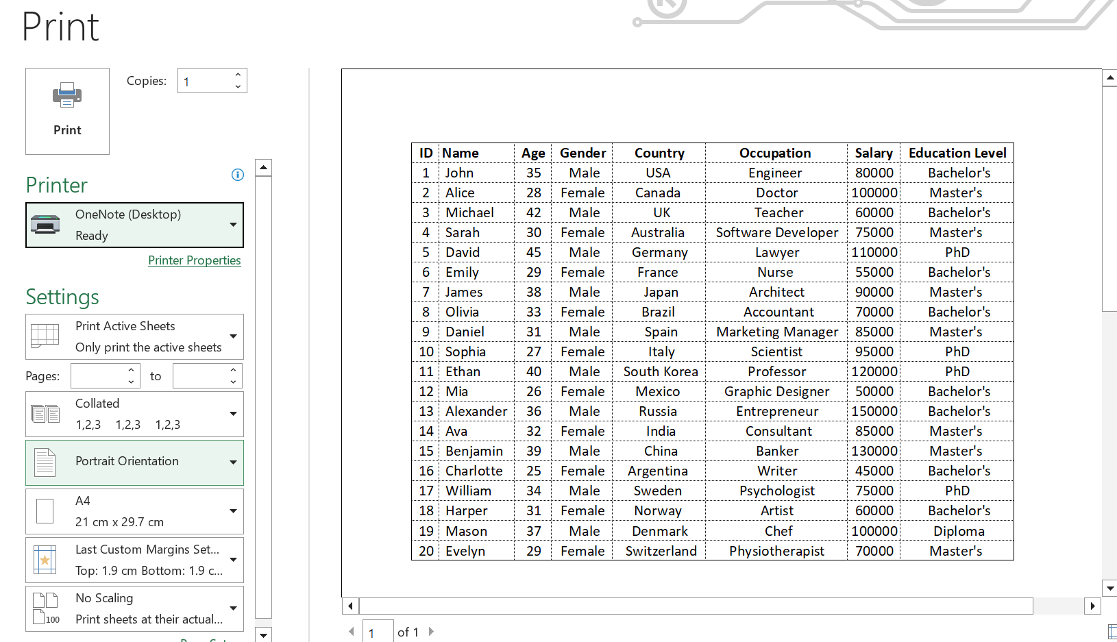 how to print excel with lines