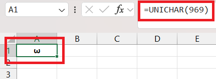 Omega Symbol in Excel