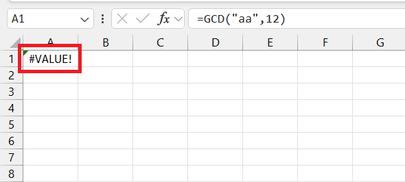 Greatest Common Divisor in Excel