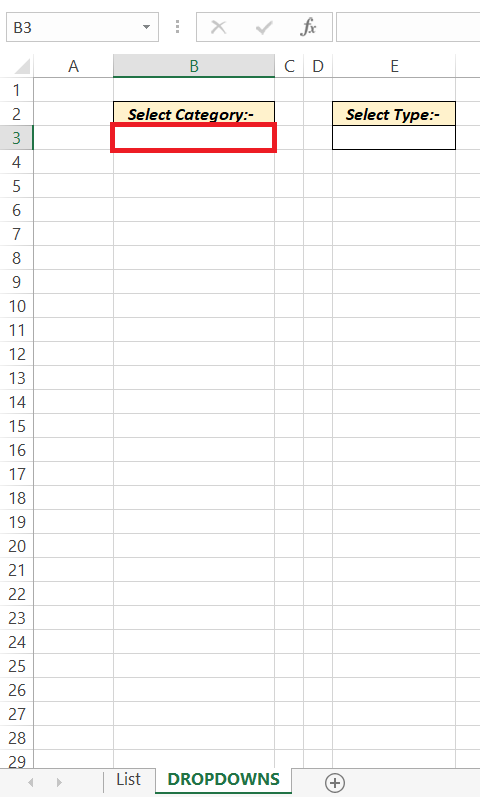 Cascading Drop Down in Excel