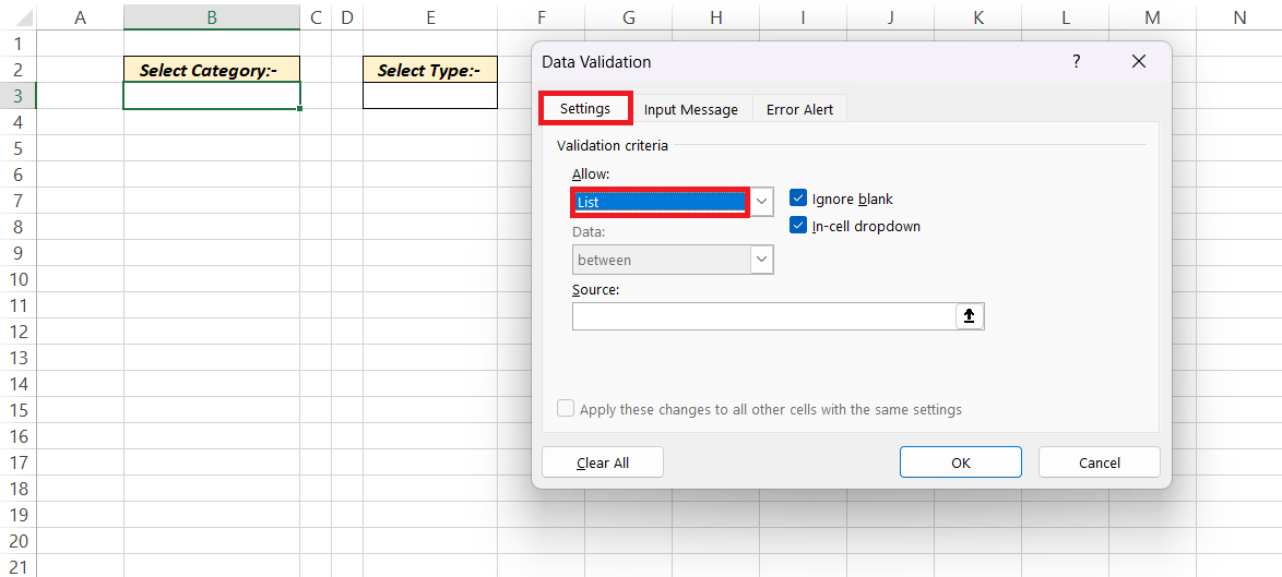 Cascading Drop Down in Excel