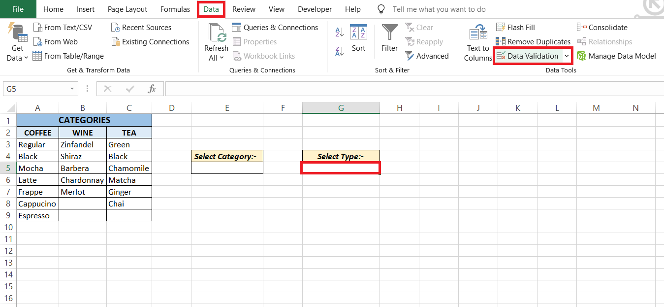 Cascading Drop Down in Excel