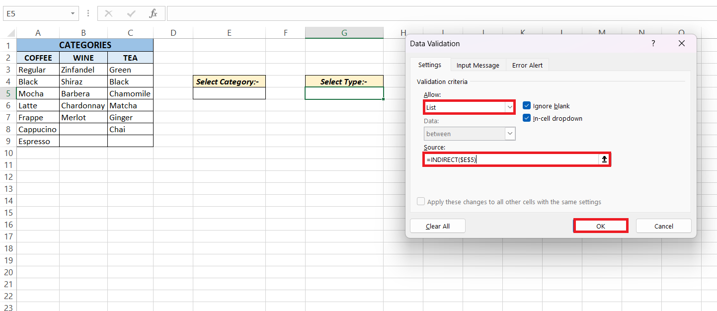 Cascading Drop Down in Excel