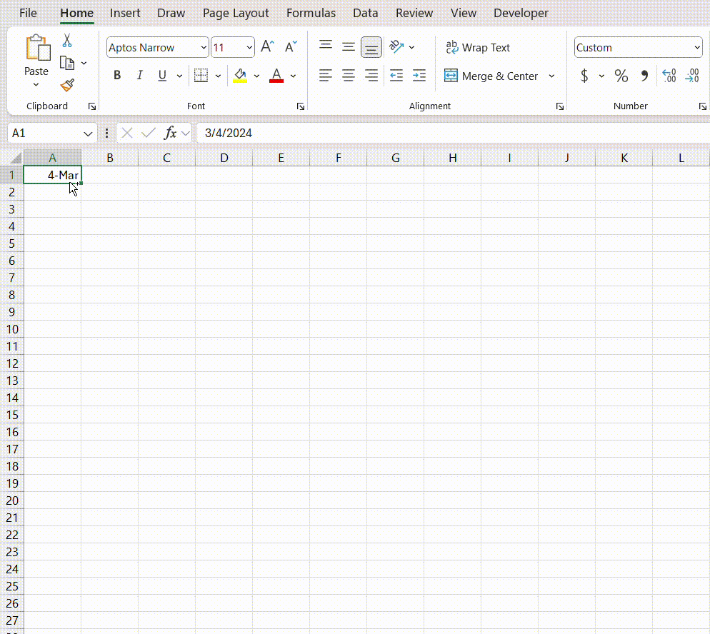 Date Format in Excel