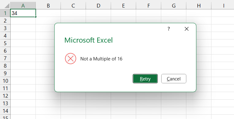 Multiples of 16 in Excel