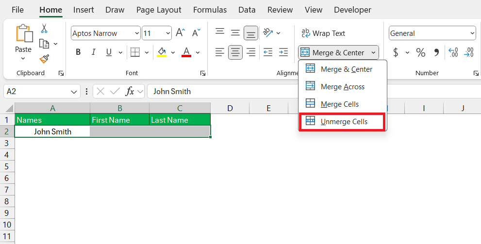 How to Split Cells in Excel