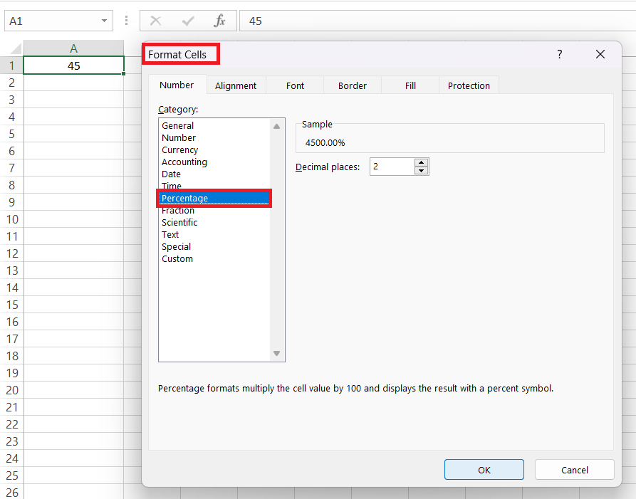 Percentage Signs in Excel