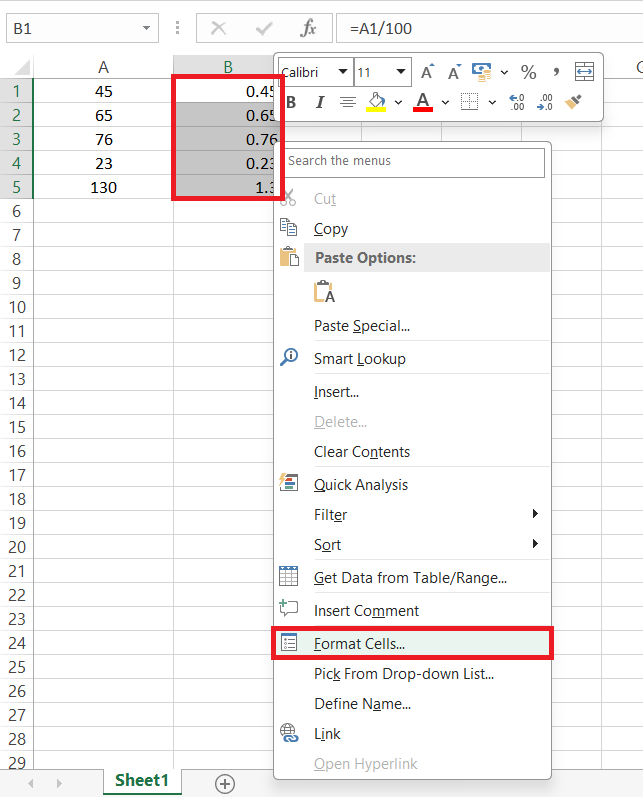 Percentage Signs in Excel