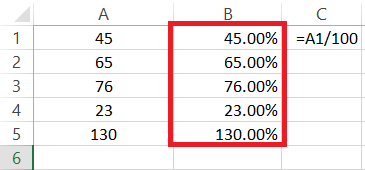 Percentage Signs in Excel