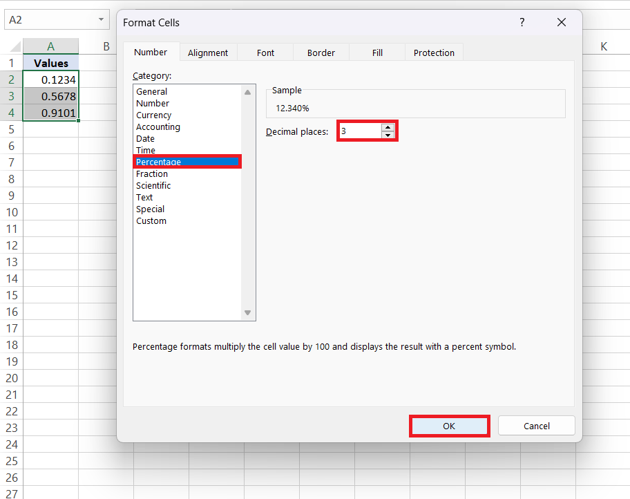 Percentage Signs in Excel