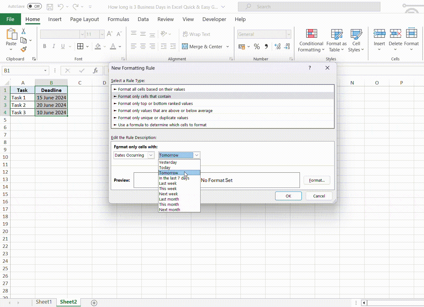 How long is 3 Business Days in Excel - Step by Step Guide | MyExcelOnline