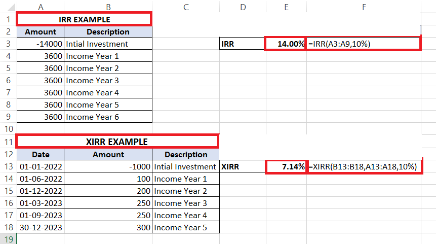 IRR Calculator in Excel