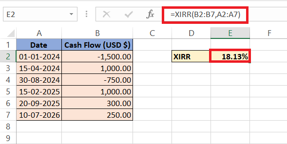 IRR Calculator in Excel