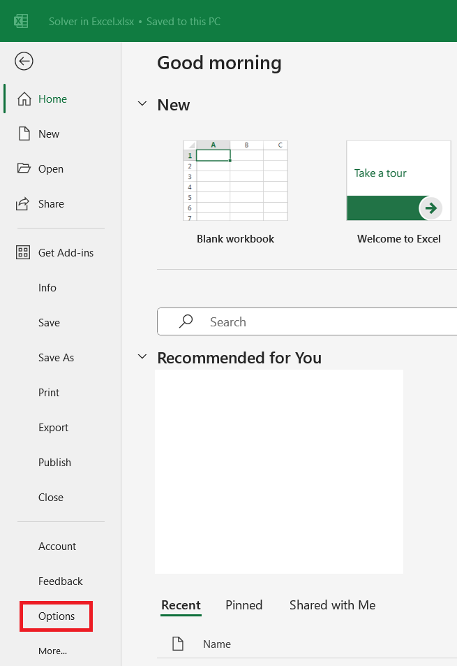 Solver in Excel