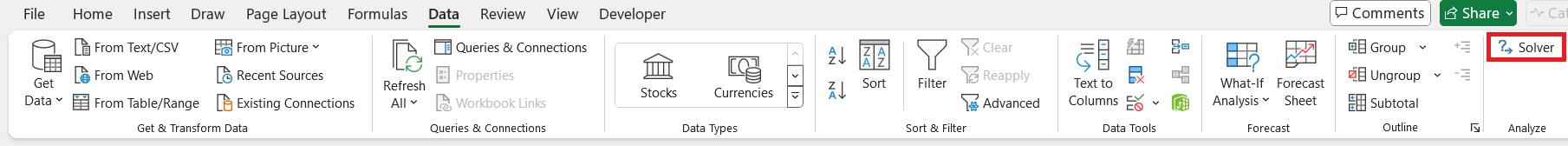 Solver in Excel