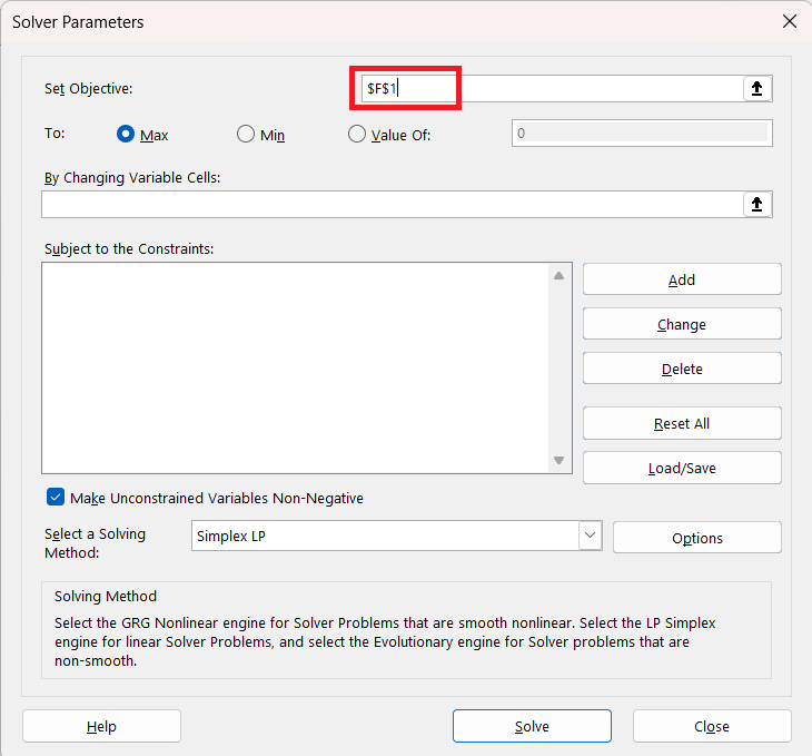 Solver in Excel