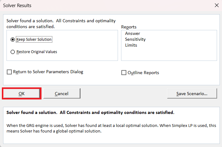 Solver in Excel