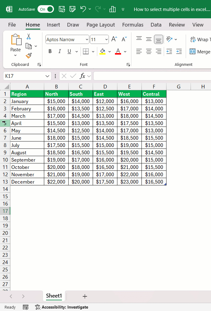 How to Select All Cells