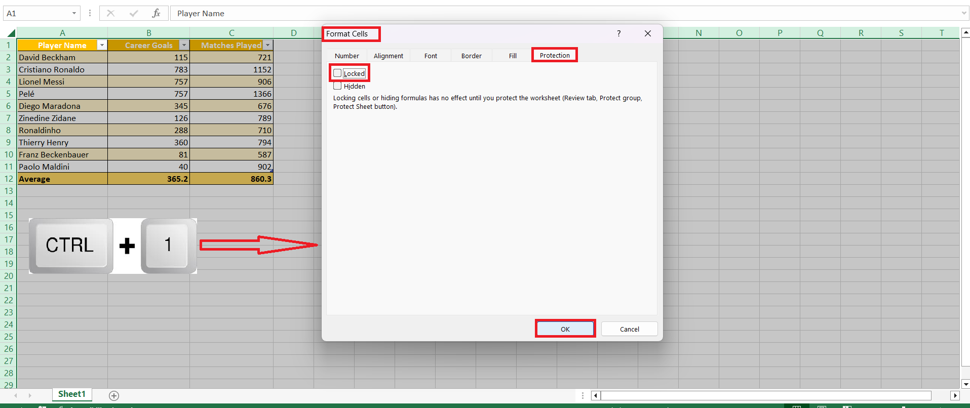 Lock Cells in Excel