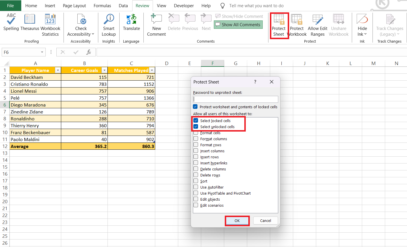 Lock Cells in Excel