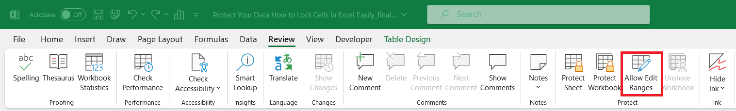 Lock Cells in Excel