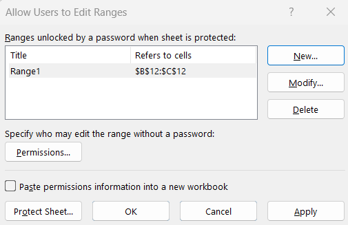 Lock Cells in Excel