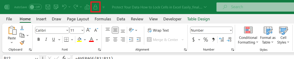 Lock Cells in Excel