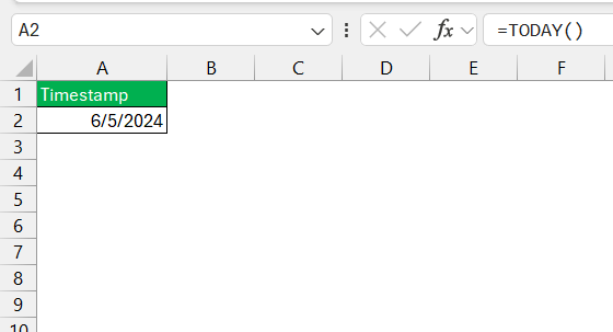 Quick Timestamp in Excel