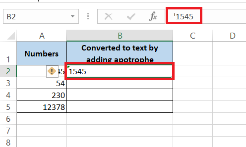 Format Numbers as Text in Excel