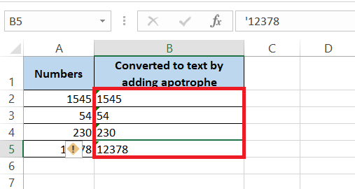 Format Numbers as Text in Excel