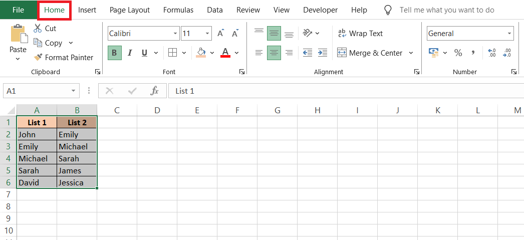 compare two lists in Excel