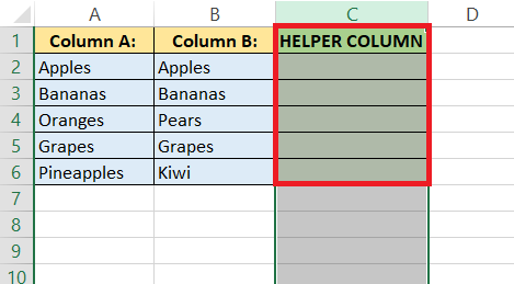 compare two lists in Excel