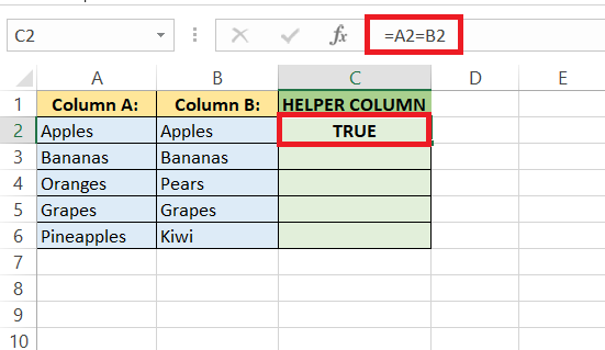 compare two lists in Excel