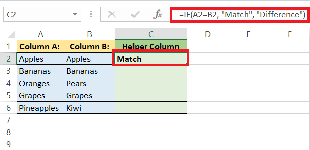 compare two lists in Excel