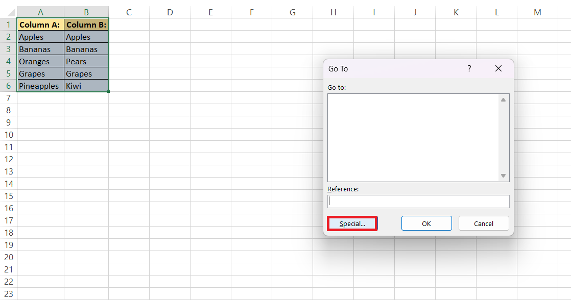 compare two lists in Excel