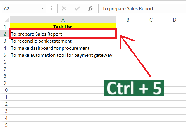 Excel Strikethrough