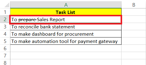 Excel Strikethrough