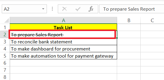 Excel Strikethrough