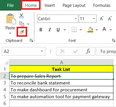 Excel Strikethrough