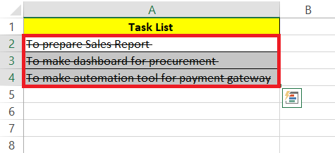 Excel Strikethrough