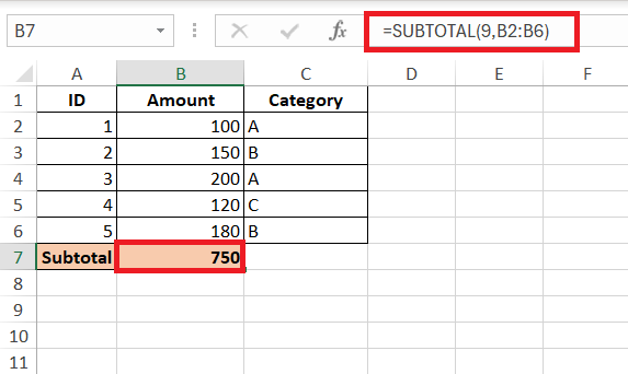 Subtotal Function