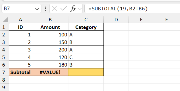 subtotal function